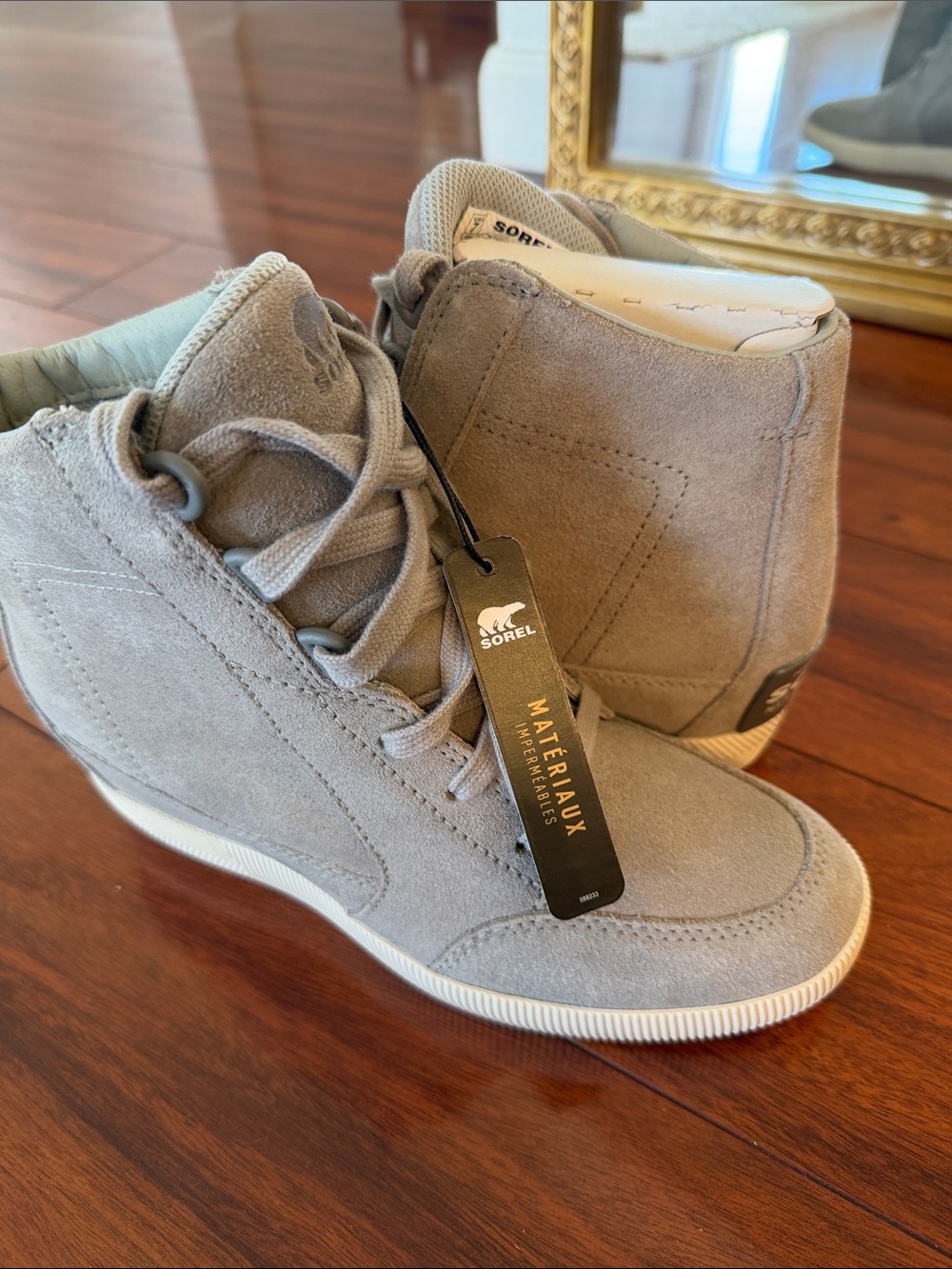 Sorel Suede Out & About High-Top Sneakers in Light Gray